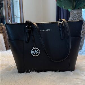 Michael Kors Black Tote with Silver Accents